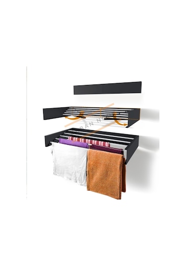 Kurutmalık Çamaşır Askısı - Duvara Monte Çamaşırlık - Patentli Tasarım Antrasit-70cm Antrasit