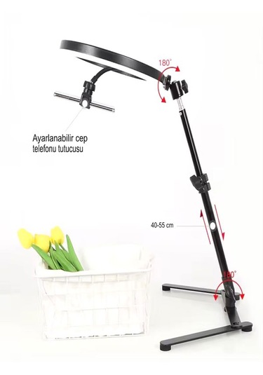 Telefon Tutacaklı Katlanabilir Led Halka Işık Ürün Çekim Işığı & Masaüstü Standlı Vlog Işığı