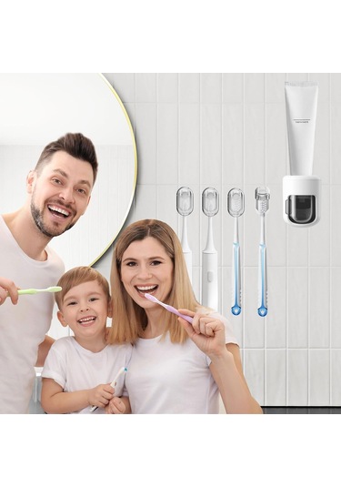 Diş Fırçası Tutucu 4'lü Paket, Toz Geçirmez Elektrikli Diş Fırçası Tutucu Duvara Monte Kendinden Yapışkanlı Diş Fırçası Tutucu Diğer