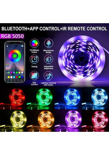 Led Şerit Işıklar 1m-8m Usb Bluetooth Rgb 5050 5v Luces Esnek Şerit Tv Masaüstü Ekran Arka Işık Diyot Bant Fita Ev İçin 24key-3m