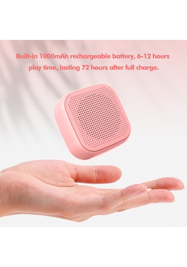 Yunboo M1 Bluetooth 5.0 Hoparlör, 3w Hi-fi Ses, 1000mah Pil, Taşınabilir Dış Mekan Mini Subwoofer, Pembe