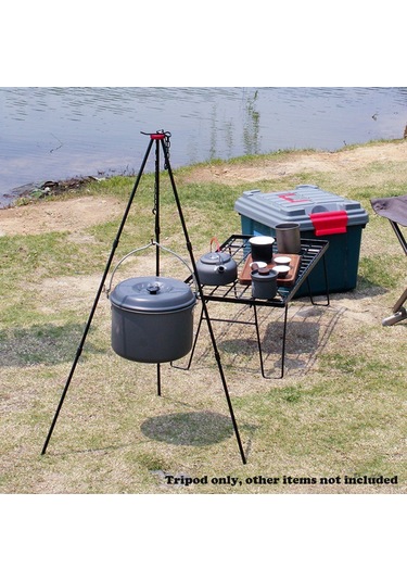 Sundick-kamp Şenlik Ateşi Tripod Taşınabilir Üçgen Destek Kamp,siyah Siyah