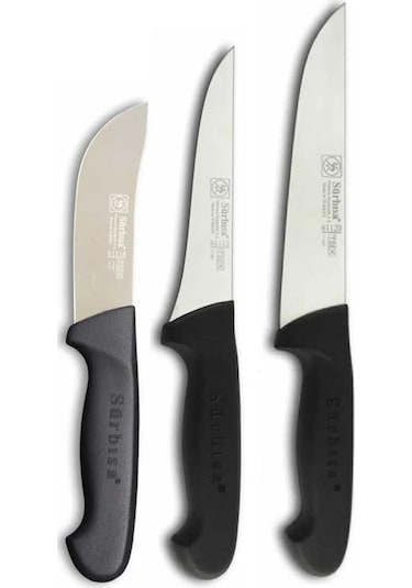 Sürbısa 3 Parça Siyah Kasap Bıçak Seti Set5 Yüzme-sıyırma-doğrama Siyah