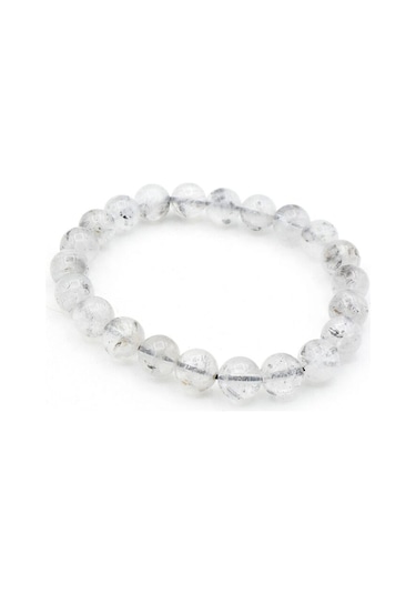 Hakiki Doğal Herkimer Kuvars Taşı Bileklik 8,5 Mm Beyaz