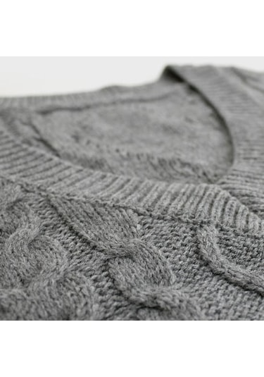 Saf Renk Kolsuz Kazak Yelek Sıcak Trendy Büküm Örme Kadın Yelek Günlük Giyim İçin Mavi