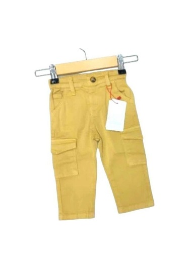 Erkek Bebek Cep Detaylı Kargo Pantolon-13592 Hardal