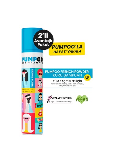 Pumpoo French Powder Kuru Şampuan 2 x 200 ML