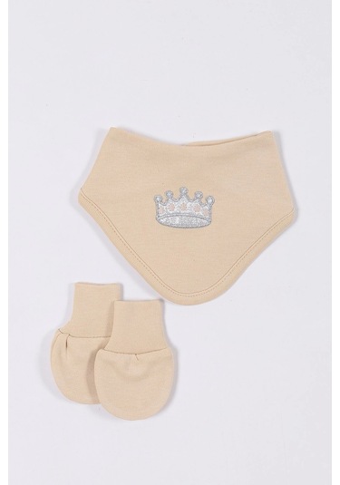 Nakış Desenli Müslin Erkek Bebek Hastane Çıkışı Bebek Kıyafetleri Yenidoğan Hastane Çıkış Seti 5 Li Bej