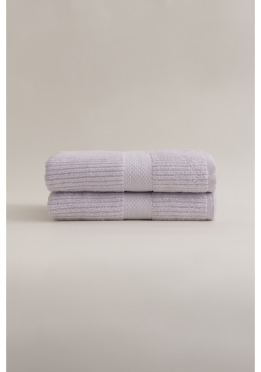 Ivory Lila Fitilli Mikro Fiber %100 Pamuk 2li El Yüz Havlusu Seti Lila
