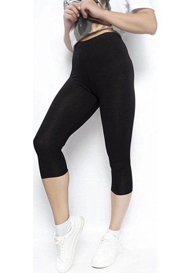 Kolcu Kadın Büyük Beden Siyah Kapri Tayt - 3021 SiYAH Siyah