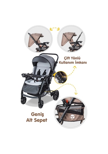 Baby Care Çift Yönlü Alüminyum Kalın Iskelet Bebek Arabası Oyuncak Hediyeli