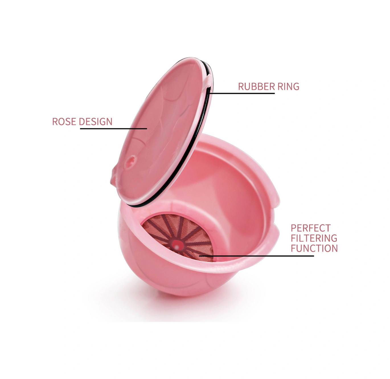 Yunboo Dolce Gusto Kahve Makinesi İçin Yeniden Kullanılabilir Filtre Seti 3 Adet - Pembe-sarı Kupa + Kaşık + Fırça Diğer