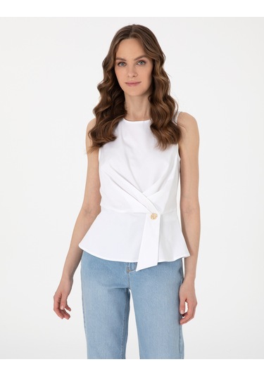 Pierre Cardin Kadın Beyaz Kısa Kollu Bluz 50301144-vr013 Beyaz