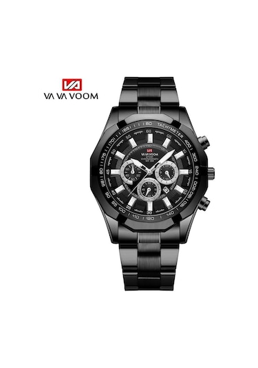 Siyah Va Va Voom Kuvars Kol Saatleri Moda Erkek Izle İş Tarzı Paslanmaz Çelik Kayış Takvim Kadran Kuvars Hareketi Kol Saati