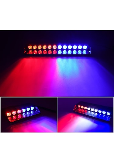 12 Ledli Mavi Kırmızı Çakar 17 Fonksiyonlu Vantuzlu Araç Içi