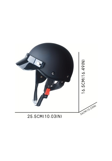 Tcherchi Retro Açık Motosiklet Kaskı Mat Siyah