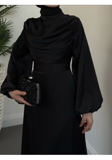 Degaje Tesettür Abiye Siyah