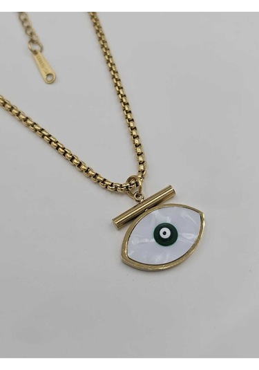 Sedefli Göz Nazar Boncuğu Çelik Kolye