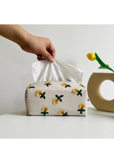 Kırmızı-japon Küçük Çiçek Doku Kutusu Işık Lüks Karton Oturma Odası Yemek Odası Dekorasyon Peçete Kapağı Güzel Bez Kapak