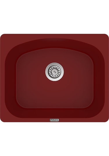 Polex Cristalüx Granit Evye P-OL60 Bordo Tezgah Altı Ve Tezgah Üstü Kare Mutfak Evyesi 60x49.5 CM