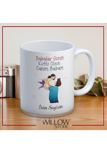 Babalar Günü Temalı İsimli Kişiye Özel Seramik Kupa Bardak-58 Beyaz
