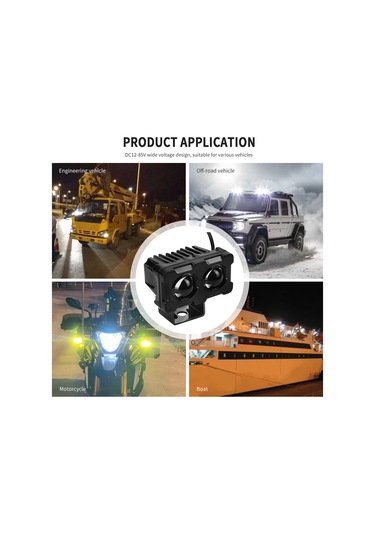 Shineyee Zh-1583a2 Çift Led Işık Modüllü, Su Geçirmez Ve Şok Dirençli Motosiklet Farı Kolay Montaj Siyah