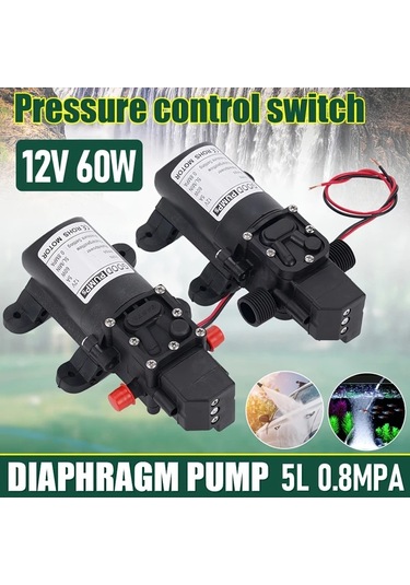 Xuweiwei 12v 60w 5l 0 8mpa Düz Boru Sağ Çıkışlı Kendinden Emişli Yüksek Basınçlı Araba Yıkama Bahçe Diyafram Pompası