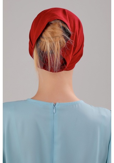 Tesettür Hazır Pratik Geçme Boru Bone Bordo Bordo