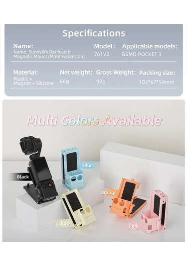 Yaozixa Sunnylife Osmo Pocket3 Manyetik Tutucu 761v2: 1/4" Bağlantı, İki Ayar Çıkışlı Ve Soğuk Ayaklı Dış Mekan Fotoğraf Ekipmanı Mavi