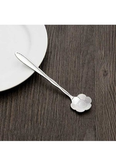 Dancemonkey 3 Adet Paslanmaz Çelik Ev Yaratıcı Çiçek Kaşık, Küçük Tasarım Gümüş