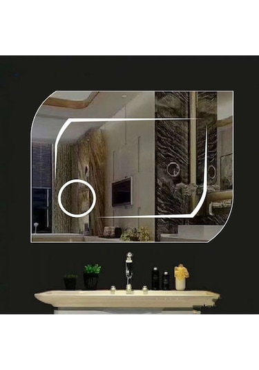 Brat 70x80 Mercekli Buğu Çözücülü Özel Kesim Dokunmatik Led Ayna Şeffaf