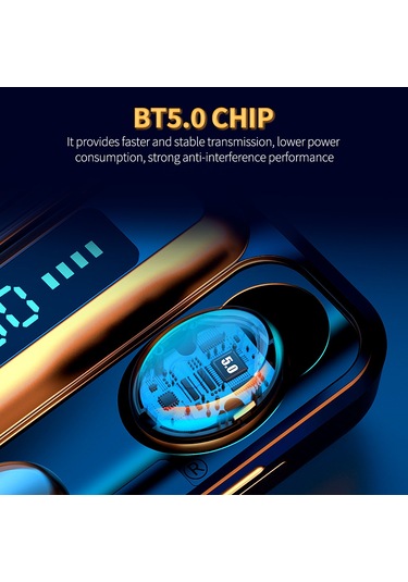 Qingmipy Siyah F9-5c Tws Bluetooth 5.0 Kulak İçi Kulaklık, Spor İçin Tasarlanmış, Akıllı Dokunmatik Kontrol, 1200mah Büyük Kapasiteli Şarj Kutusu İle 4-5 Saat Çalma Süresi
