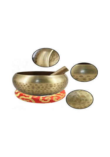 Shineyee Tibet Bakır Meditasyon Çanı - Yoga Ve Rahatlama İçin Tibet Çanı 80mm Deri Çubuk Ve Kılıf Hediyeli