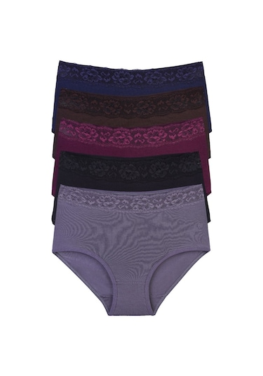 Nicoletta Bordo Kadın Külot Büyük Beden 5 Li Paket Likralı (455808076) Bordo