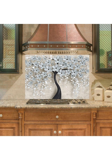Mutfak Duvar Tezgah Arası Ocak Arkası Sticker Kaplama 3D Siyah Ağ