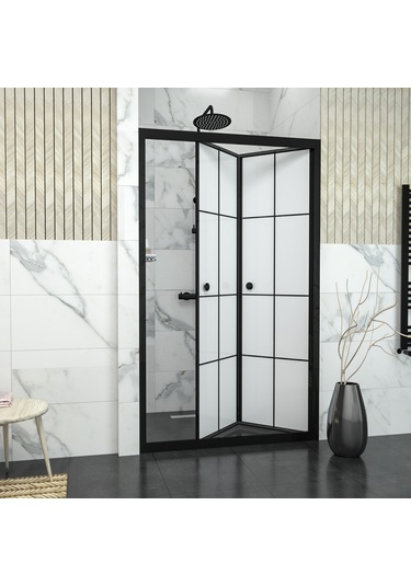 Tekno Duş Black Corina Karolajlı Tam Kumlamalı Cam Akordion Duşakabin Beyaz