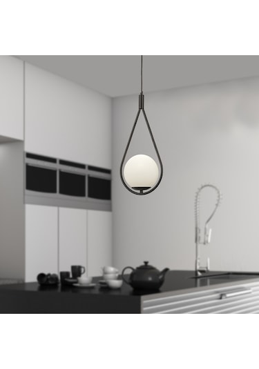 Apliqa Mirza Tekli Beyaz Camlı Modern Mutfak Salon Sarkıt Avize