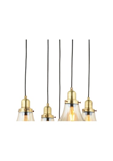 Lampaluce Cono Modern Sarkıt Salon Avizesi 5'li Sarı 40x70cm Bal - Eskitme