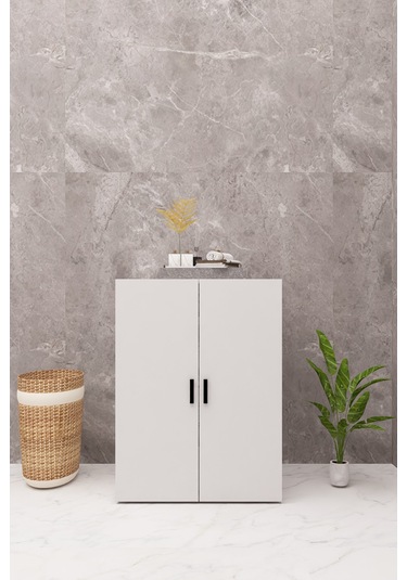 Mdf Çamaşır Makinesi Dolabı Kapaklı Beyaz