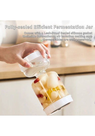 Aubyhe Beyaz Plastik 800ml Gıda Depolama Kavanozu, Islak-kuru Ayırıcı Filtre, Katlanabilir Çatal, Görünür Kapaklı, Mutfak Tuzlama Ve Su Ayırma Kabı Beyaz