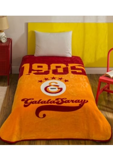 Taç Lisanslı Galatasaray Sampiyon 25 Tek Kişilik Battaniye 2026 Yeni Model Sarı