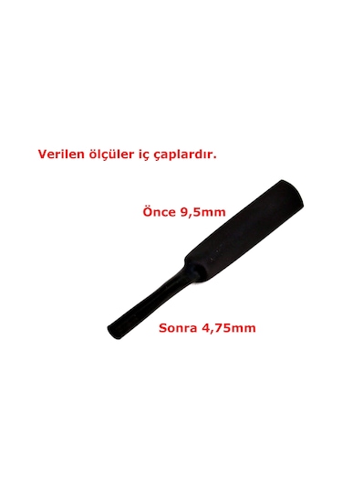 1 Metre 9,5mm Siyah Isı İle Daralan Makaron Kablo Izolasyon