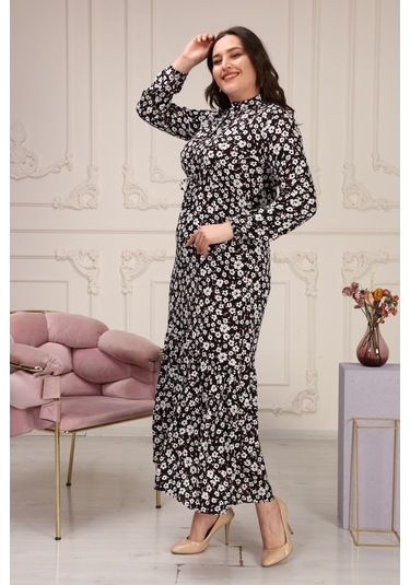 Aymeravm - Çiçek Desenli Viskon Elbise - Çuha0401Ga