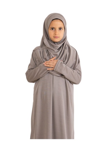 İki Parça Çocuk Elbisesi Seti Eşarp İle Takım Taba