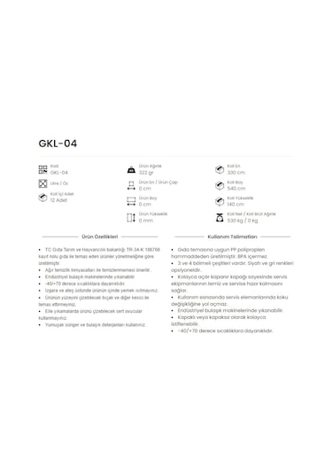 4 Bölmeli Kapaklı Kaşıklık, Gri Kapak Dahil 2li Set Gri