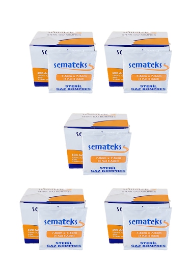 Semateks Steril Kompres Spanç 7,5cm X7,5cm 100 Adet 5 Kutu