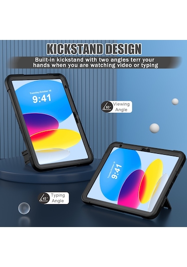 iPad Uyumlu 10.9 2022 Robot B3 Serisi 2022 Kontrast Renk Pc + Silikon Tablet Kılıf Damla Geçirmez Kickstand Koruyucu Kılıf