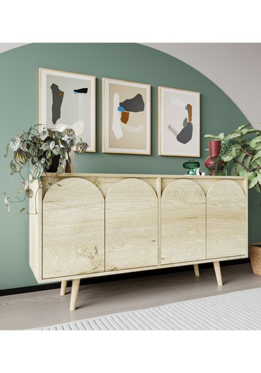 Venezia Ahşap Ayaklı Bohem Konsol Safir Meşe 150 Cm