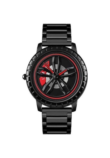 Novahub Skmeı 1634 Erkekler Su Geçirmez Kırmızı Kuvars Saat Siyah Çelik Kemer Çok Renkli Çok Renkli