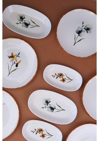 Tabak Evi Porselen Azelya Kahvaltı Ve İkram Takımı 6 Kişilik 14 Parça Çok Renkli